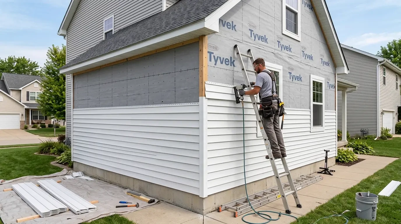 New siding installation on a home in Lemont IL